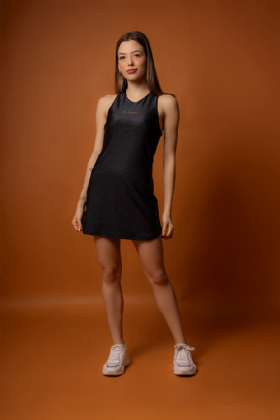 VESTIDO CANELADO EDEN PRETO